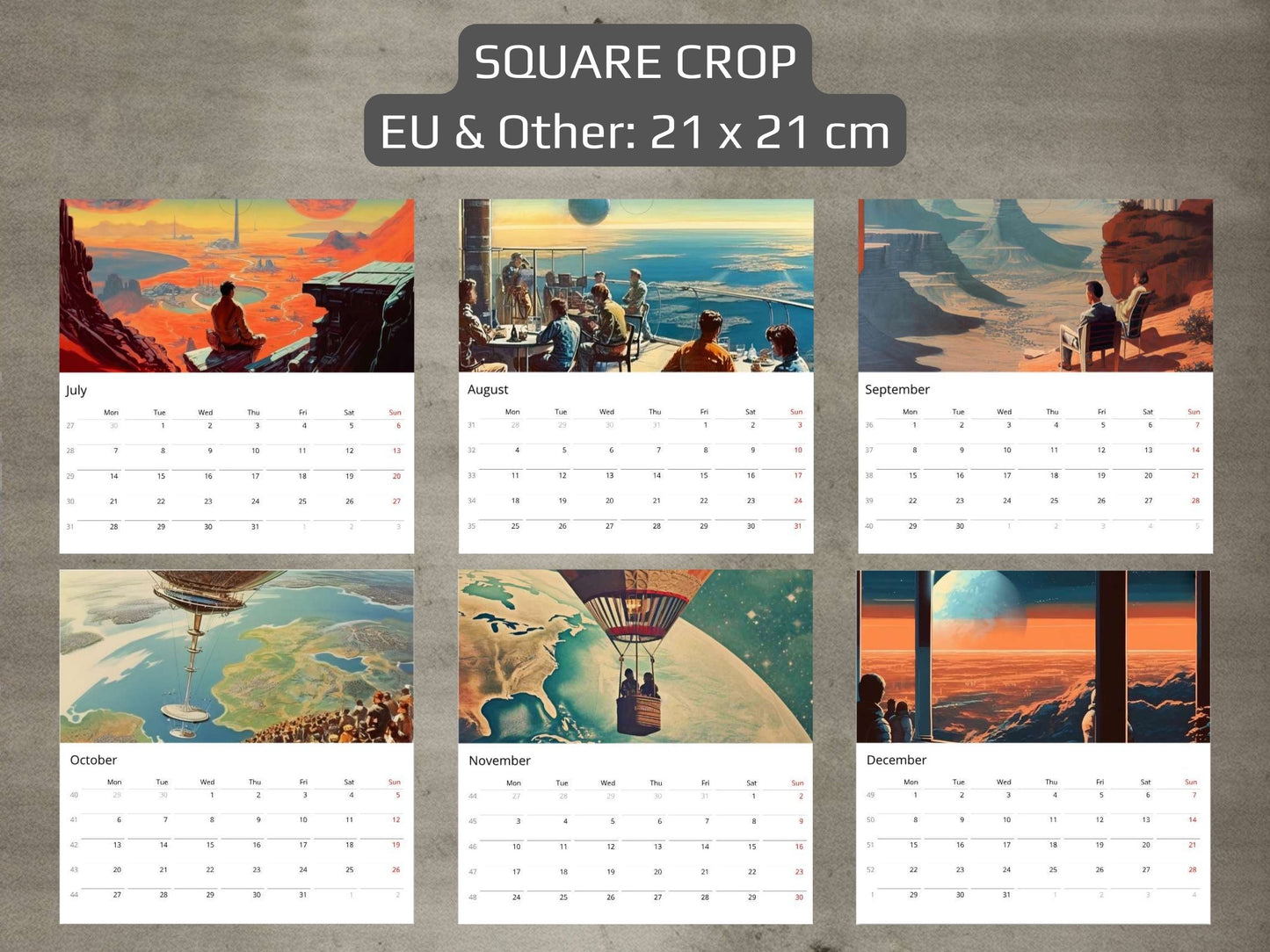 2026 Wall Calendar - Retro Futuristic Art, Sci-Fi Calendar
