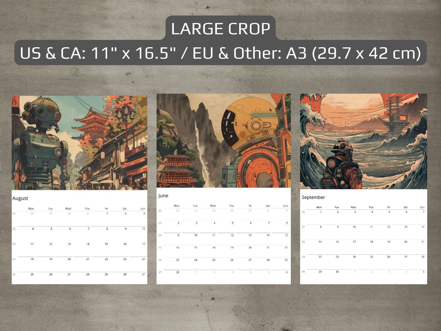 2025 Sci-Fi Wall Calendar – Japanese Art, Retro Futuristic, Cyberpunk & Steampunk