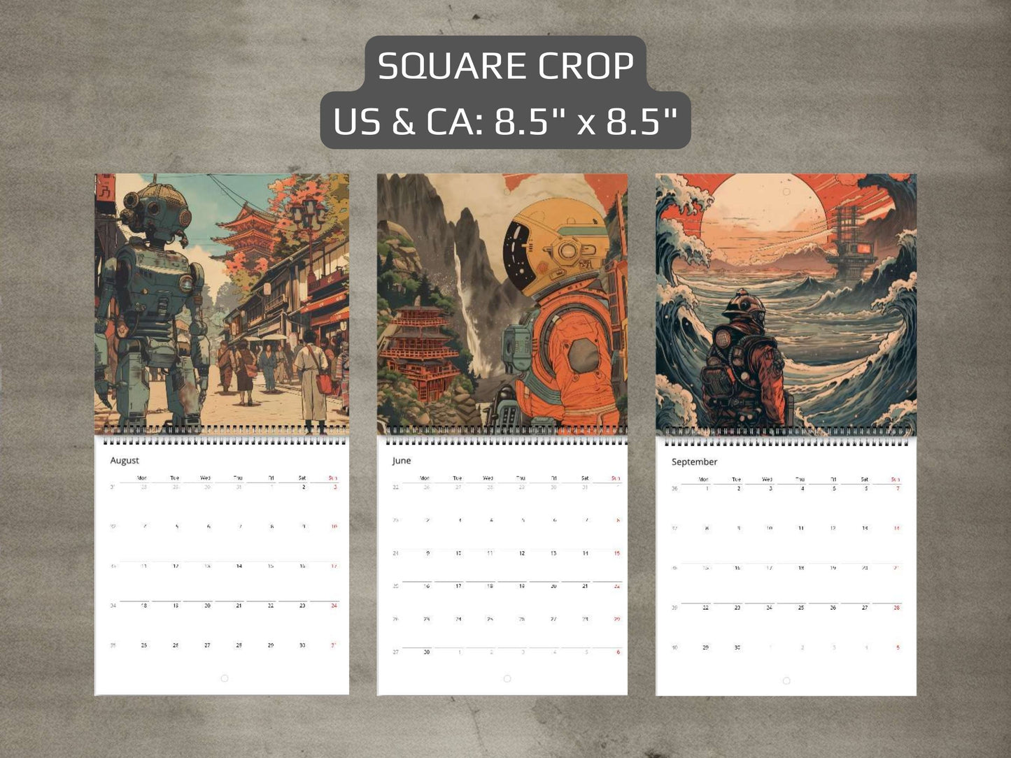 2025 Sci-Fi Wall Calendar – Japanese Art, Retro Futuristic, Cyberpunk & Steampunk