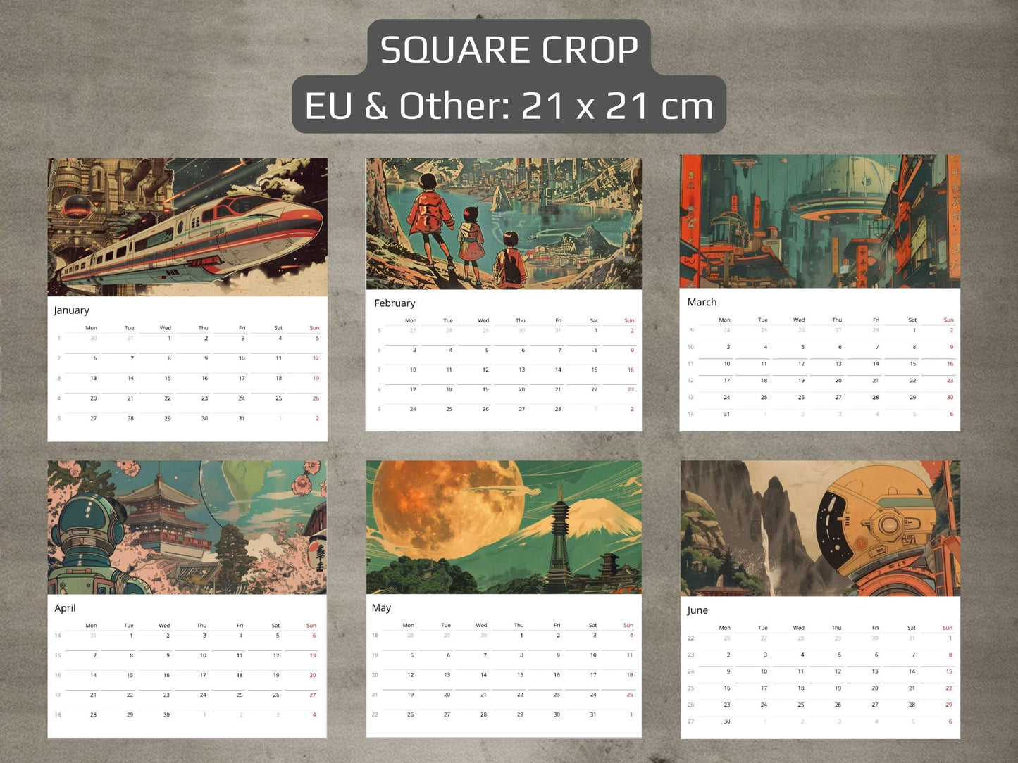 2025 Sci-Fi Wall Calendar – Japanese Art, Retro Futuristic, Cyberpunk & Steampunk
