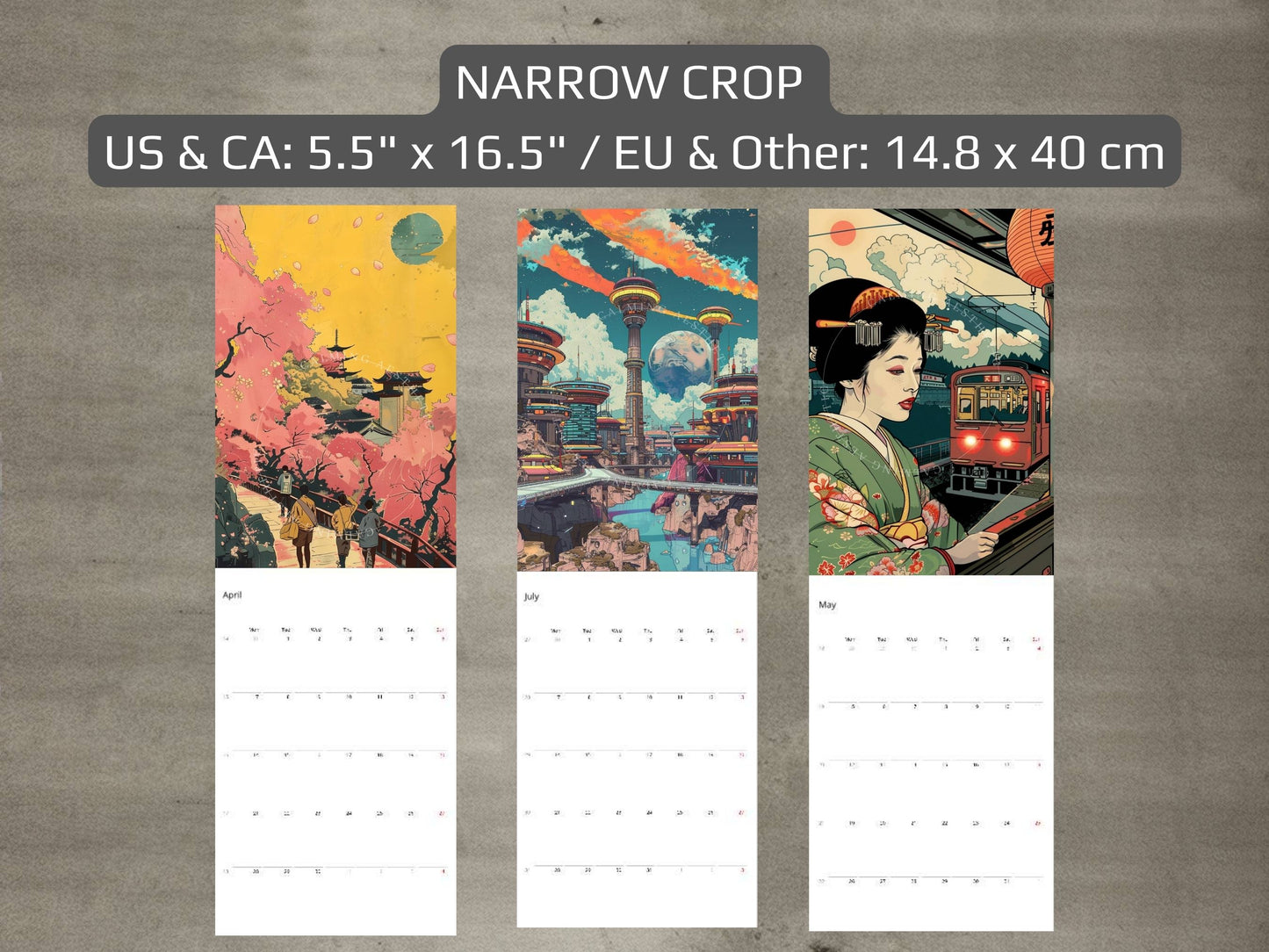 2025 Wall Calendar – Retro Futuristic Japanese Art, Sci-Fi, Cyberpunk, 12 Prints