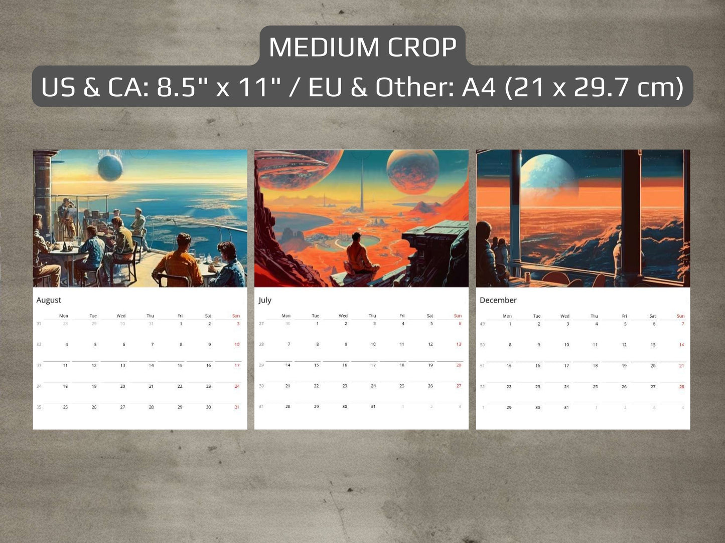 2026 Wall Calendar - Retro Futuristic Art, Sci-Fi Calendar