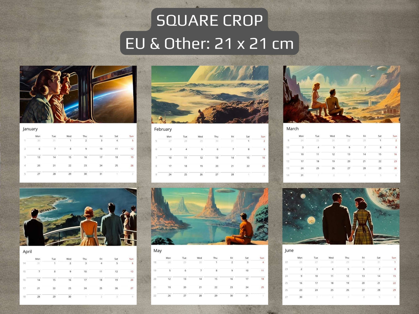2026 Wall Calendar - Retro Futuristic Art, Sci-Fi Calendar