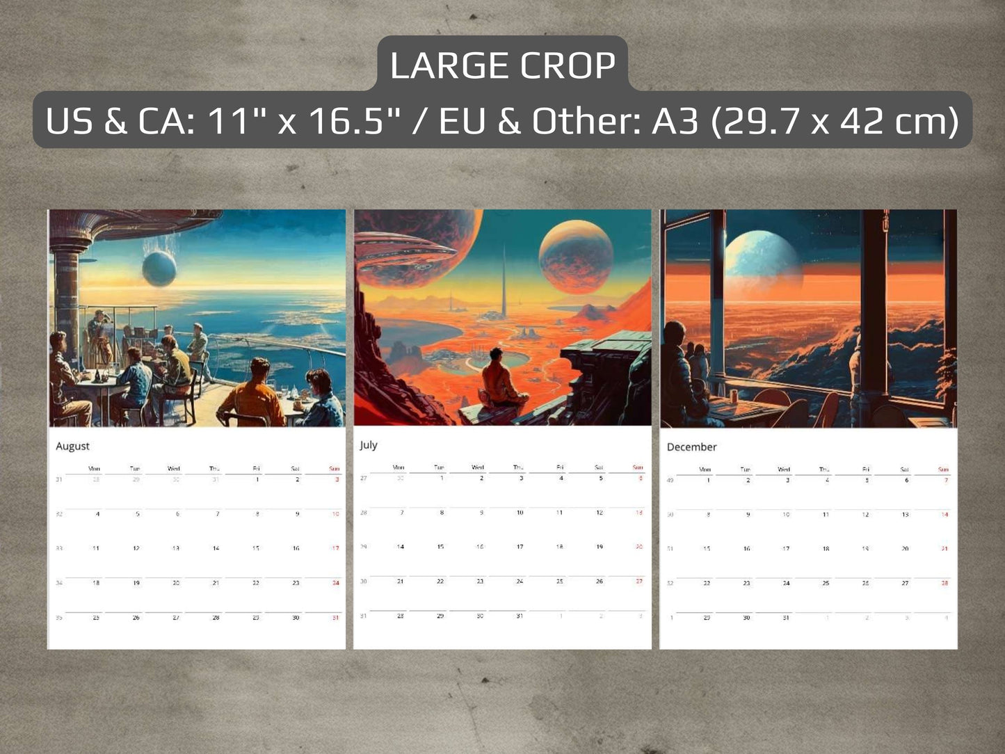 2026 Wall Calendar - Retro Futuristic Art, Sci-Fi Calendar